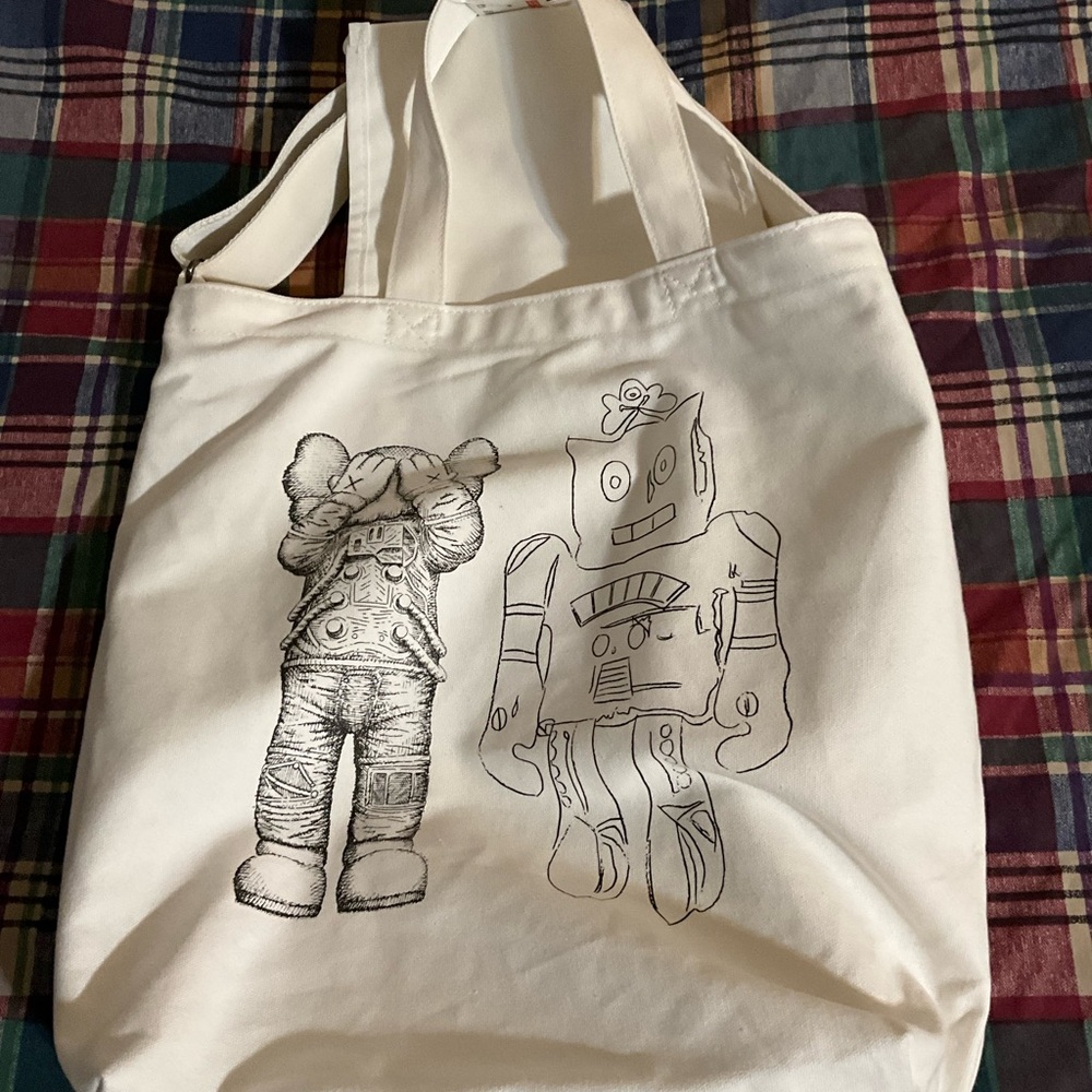 Kaws + Warhol uniqlo tote and crossbody bag